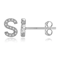 Minimalist S925 sterling silver S-letter stud earrings with sparkling pavé zircons - Silver S-Shape