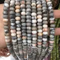 Abacus shaped natural stone heishi beads with grey and white marble texture - 5*8mm (Per Strand) / Pink Zebra Jasper