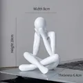 White thinker sculpture in sitting pose, modern abstract desk art, size 8x10cm - Type D White