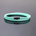 Braided turquoise double-wrap couple bracelet with black magnetic clasp for Valentine's gift - Aqua Green