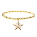 Bracciale a sfere dorate con ciondolo a stella in smalto e zirconi arcobaleno - Bianco