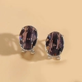 Orecchini a perno ovali placcati oro 14K con gemme in acrilico viola scuro sfaccettate - Caffè (Base Argento)