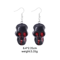 Halloween black skull earrings with red bleeding eye detail for spooky costume jewelry - Skull Head 6 Black Blood