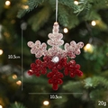 Sparkling red and white snowflake ornament with velvet flocking and center gem detail - Snowflake Type B