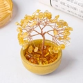 Natural citrine crystal money tree in a yellow ceramic bowl for wealth and prosperity - Citrine Chips (Yellow Cup)