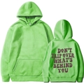 Felpa oversize verde neon con cappuccio e stampa nera Don't Trip sulla schiena - Taglia S / Verde mela