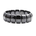 Polished rectangle hematite magnetic bracelet for men in minimalist dark gray finish - Shiny Black Rectangular Style (A)