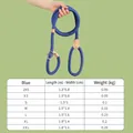 Blue braided nylon P-chain dog leash size chart with leather joints and metal rings - M (1.5m*1.4cm) / Blue