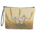 Borsa da trucco in tela floreale con stampa iris viola e cerniera nera resistente - Stile Floreale Iris 2 (Style 2)