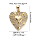 Golden heart-shaped copper pendant with clear cubic zirconia and small heart patterns - Dbn150-03 / 18K Gold
