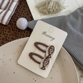 Pair of vintage-style BB hair clips with brown polka dots and cute lace trim - Lace Beaded Fish Hair Clip