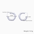 Detailed specs of 40mm high polished stainless steel hoop earrings with 6mm width and weight - E220 Steel Color