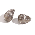 Orecchini retrò in finitura argento antico spazzolato con strass e perle eleganti - Orecchini a Goccia d'Acqua Opaca Spazzolata / Acciaio-Perla Pietra Bianca