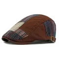 Vintage British style brown patchwork ivy cap for men with adjustable metal buckle - Adjustable / Coffee