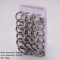 Silver stainless steel hoop earrings set, 4mm thick, displayed on a product card - 4mm Wire, 20mm Inner Diameter (12 Pairs/Pack) / Steel
