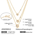 Collier à trois couches en acier inoxydable doré avec trois pendentifs en zircon - Or à Plusieurs Rangs (JDN0308012)
