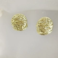Luxury gold teardrop earrings with irregular texture and vintage metallic finish - Gold Textured Round Ear Buckle