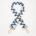 Adjustable canvas bag strap featuring blue and black wave patterns with gold hardware - Blue White Wave Pattern