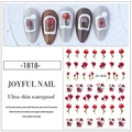 Detail of JO-1818 ultra-thin waterproof nail stickers featuring red tulip designs - Model JO-1818