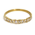 18K gold plated stainless steel geometric bracelet with multi-shape zircon inlay for women - Geometric Zirconia Bangle (B0808) / Gold