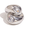 Bague serpent épaisse en acier argenté ornée de deux zircons en forme de poire - Argent (Zircone Blanche)