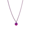 Detail of a shiny metallic purple disco ball pendant on a matching beaded necklace - Solid Purple Disco Ball Pendant Bead Chain