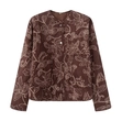 Dettaglio della trama trapuntata e ricami floreali vintage sulla giacca marrone - XS / Borgogna