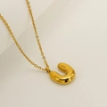 Polished gold bubble letter U pendant necklace crafted in high-quality stainless steel - Letter U / Gold