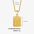 Gouden roestvrijstalen ketting met gedraaide schakels en rechthoekige letter Y hanger - Letter X