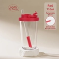 710ml red Tritan tumbler with retractable straw for boba and bubble tea on rock base - 24oz / Red