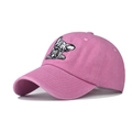 Pink washed cotton baseball cap with a detailed French Bulldog embroidery portrait - Adjustable / Pink