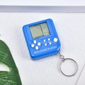 Mini console di gioco Tetris blu portachiavi con pulsanti bianchi e anello metallo - Blu scuro