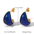 Détails des boucles d'oreilles goutte en résine bleue, dimensions 2,11x1,48 cm et poids 8,3 g - Clous Goutte (HC-E10788-BE) / Bleu foncé