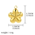 Polished gold flower pendant with size measurements 1.75cm by 1.50cm for DIY jewelry - Golden Five-petal Flower (A0013501)