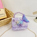 Borsa sirena viola per bambina con pizzo bianco, manico di perle e catena d'oro - Pizzo Viola