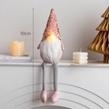 Pink sequin Christmas gnome with glowing nose and long legs for festive table decor - Large Pink Light-up Long Leg Gnome