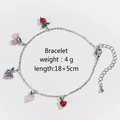 Detail of silver chain bracelet with colorful grape cherry and strawberry charms - Silver Mixed Fruit Bracelet