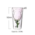 200ML Molekular-Cocktailglas mit rosa Rosen-Innendesign und grünem Stiel-Detail - 200ml / Rosenweinglas - Rund Rosa