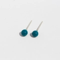 Minimalist peacock blue enamel ball stud earrings with polished silver-tone posts - Malachite green