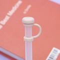 Minimalist beige silicone straw topper with 10mm dust plug and side ring loop - 10mm Straw Cap (Without Straw) / Coffee Mushroom