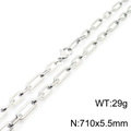 Titanium steel hip-hop link necklace in silver finish, weight 29g, size 710x5.5mm - 70cm / Steel