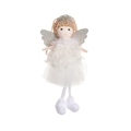Handmade Christmas angel tree topper with silver crown, white plush skirt and glitter wings - Crown Ponytail Angel Girl / White