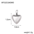 Micro-pave heart charm pendant for DIY jewelry with 1.2cm height and 1.0cm width dimensions - Silver 3D Heart (XP33253A0W0)