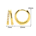 Fashionable gold plated stainless steel huggie earrings with double layer zircon inlay - Gold Double Layer Stone Hoop