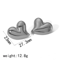 Dettaglio orecchini a cuore in metallo canna di fucile con dimensioni 23mm x 27,3mm - Stile Specchio Argento/Canna di Fucile (TE6668-S)