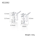 Minimalist S925 silver stud earrings with clear zircon stones weighing 1.05g - Silver White Zircon