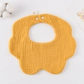 Ginger yellow flower shaped cotton gauze baby bib with snap button for infants - Gauze Flower Wrap - Turmeric