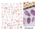 Détails d'autocollants 3D rouge métallique pour ongles avec motifs de cœur et d'art floral - CB-196 Visage Abstrait Chat Style (CB-196) / Rouge