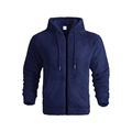 Dunkelblauer Herren-Kapuzenpullover aus dickem Fleece mit Reißverschluss für den Winter - S / Marineblau