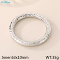 Vintage silver-tone hollow bangle with hammered texture and 63x10mm diameter for women - 63x10mm (Hollow) / Steel